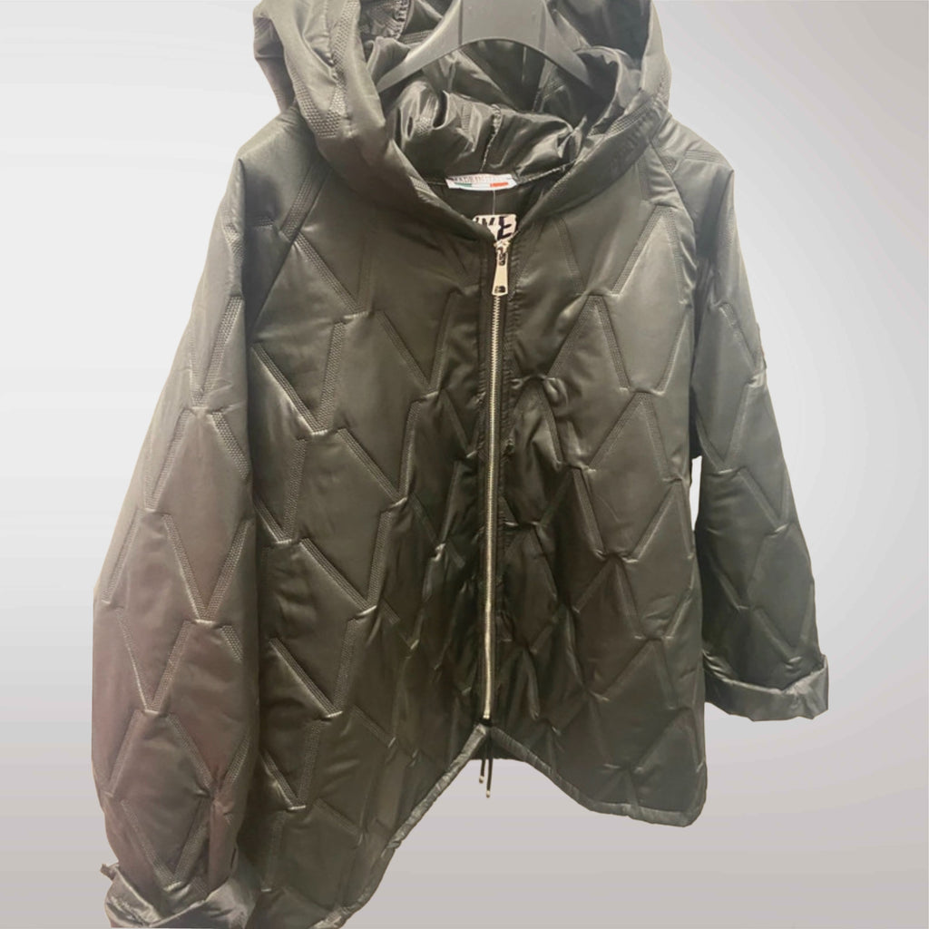 Damska Kurtka Pikowana MIU z Kapturem Na Suwak