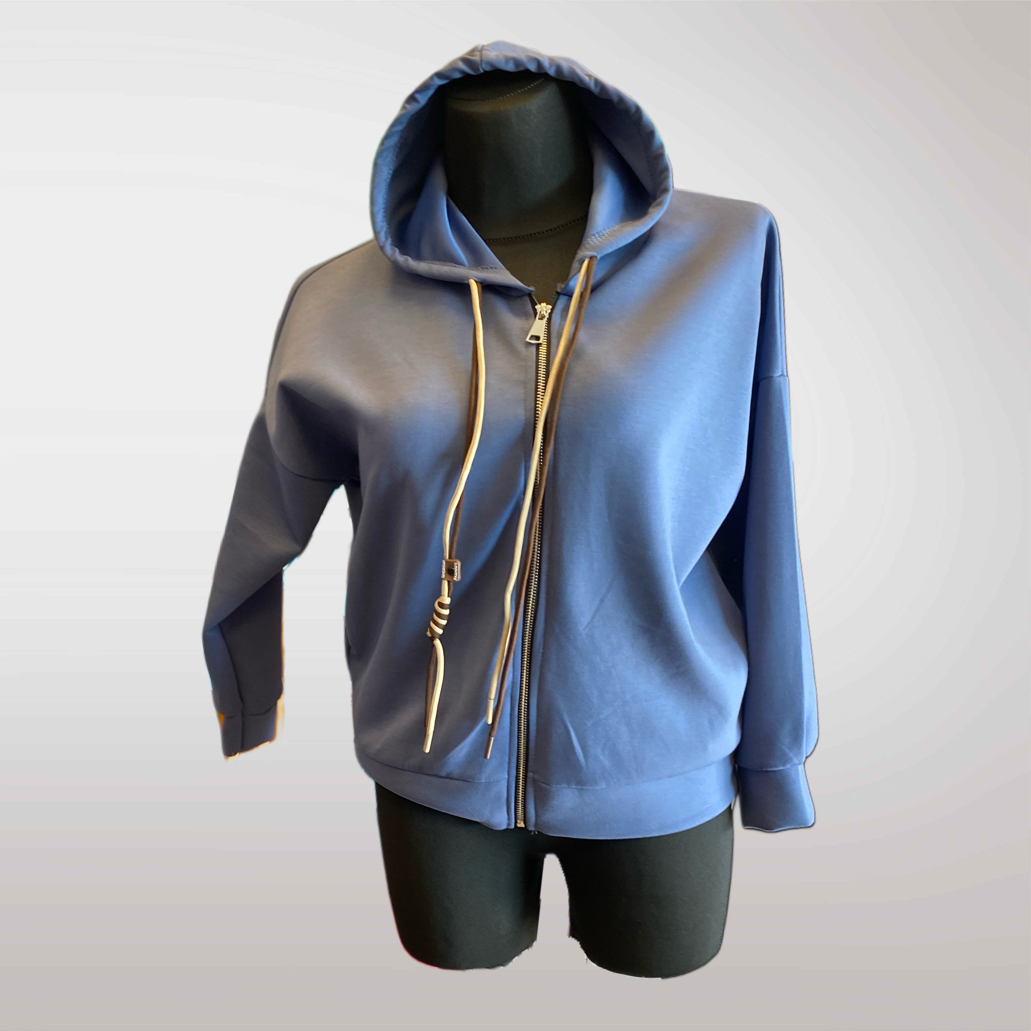 Bluza Z Kapturem Na Suwak Kieszenie