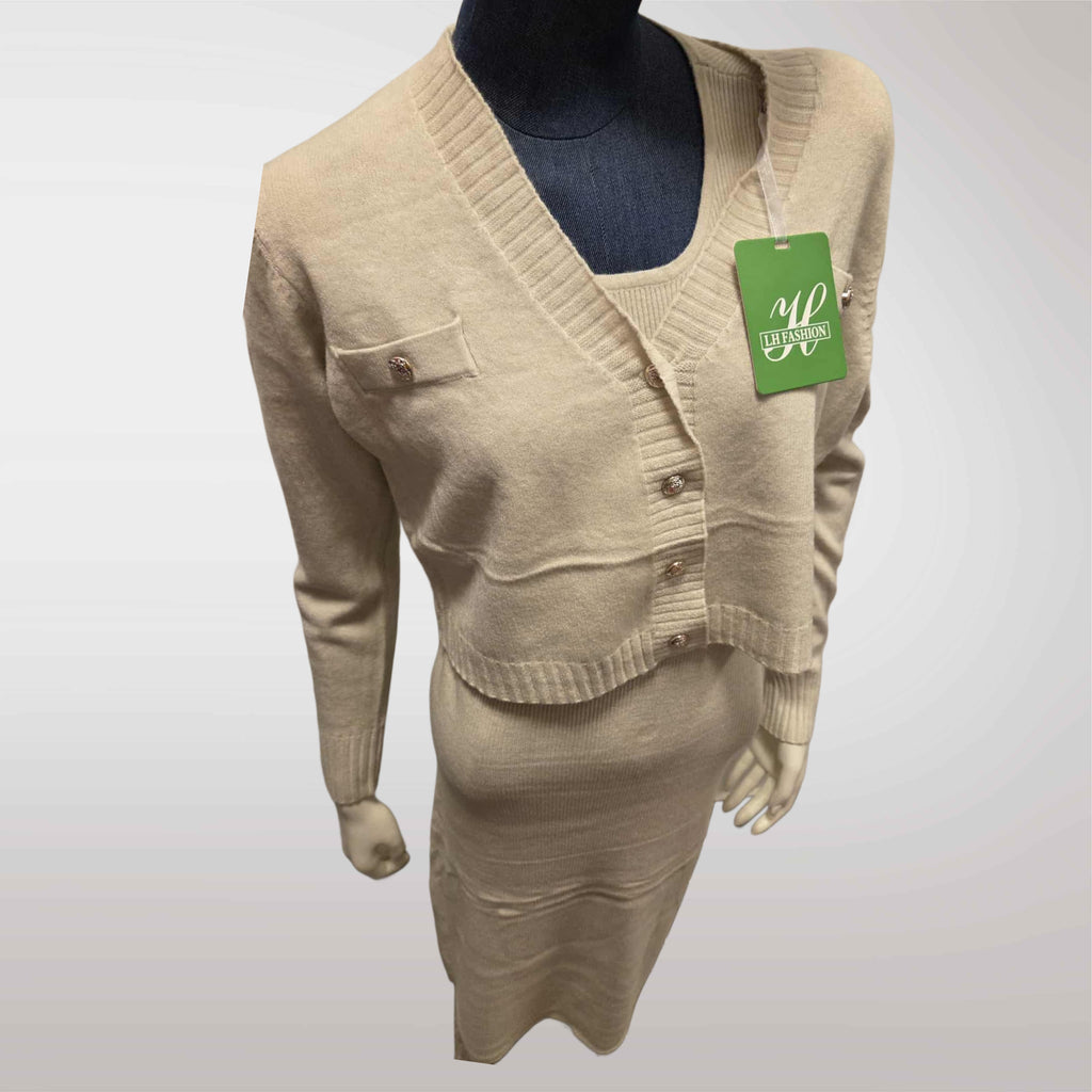 Zimowy Komplet Dzianinowy Sukienka + Sweter