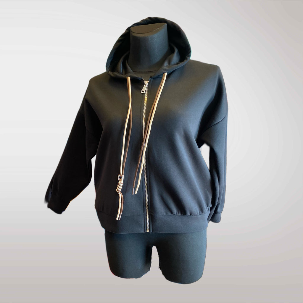 Bluza Z Kapturem Na Suwak Kieszenie