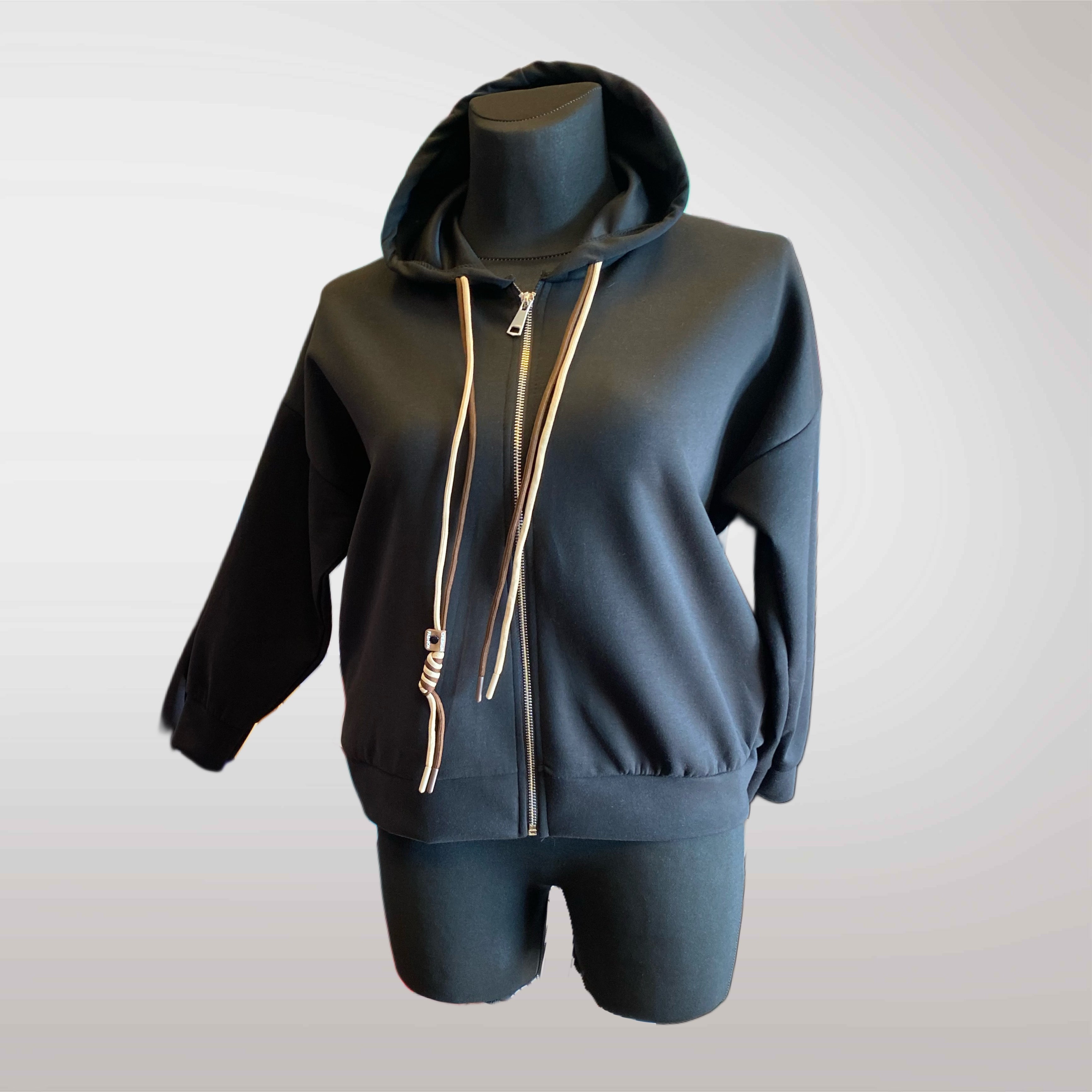 Bluza Z Kapturem Na Suwak Kieszenie