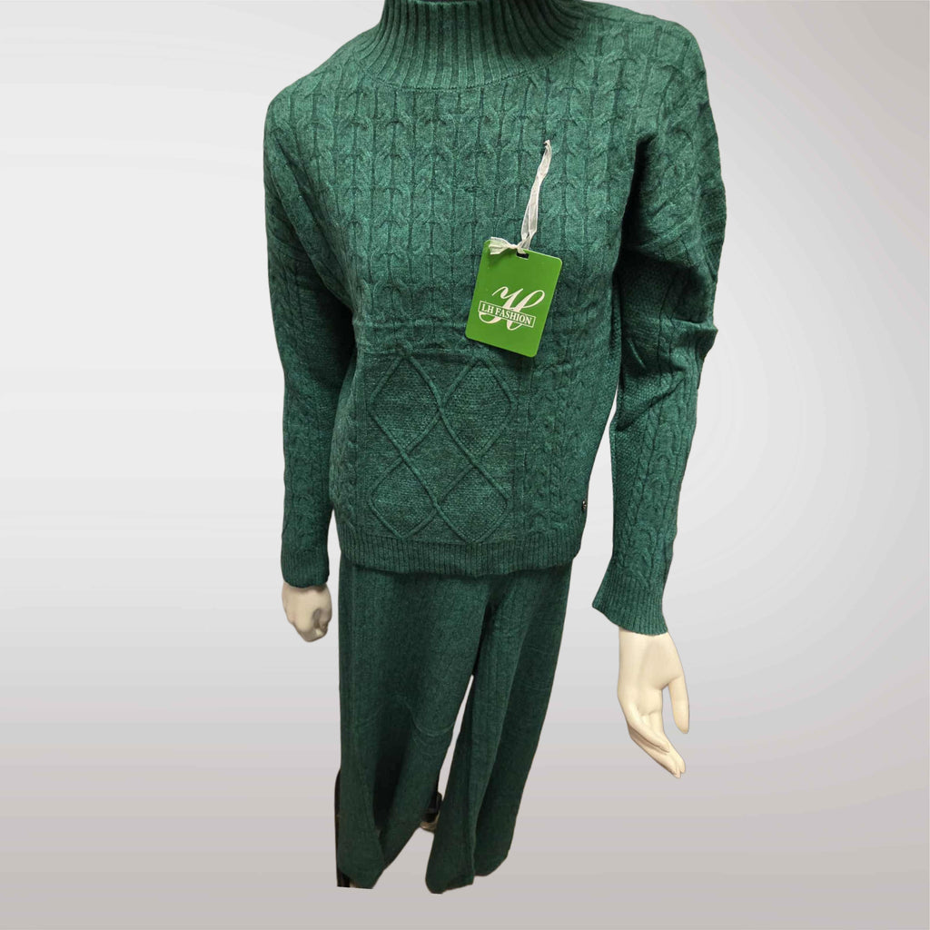 Damski komplet swetrowy z półgolfem: sweter + spodnie