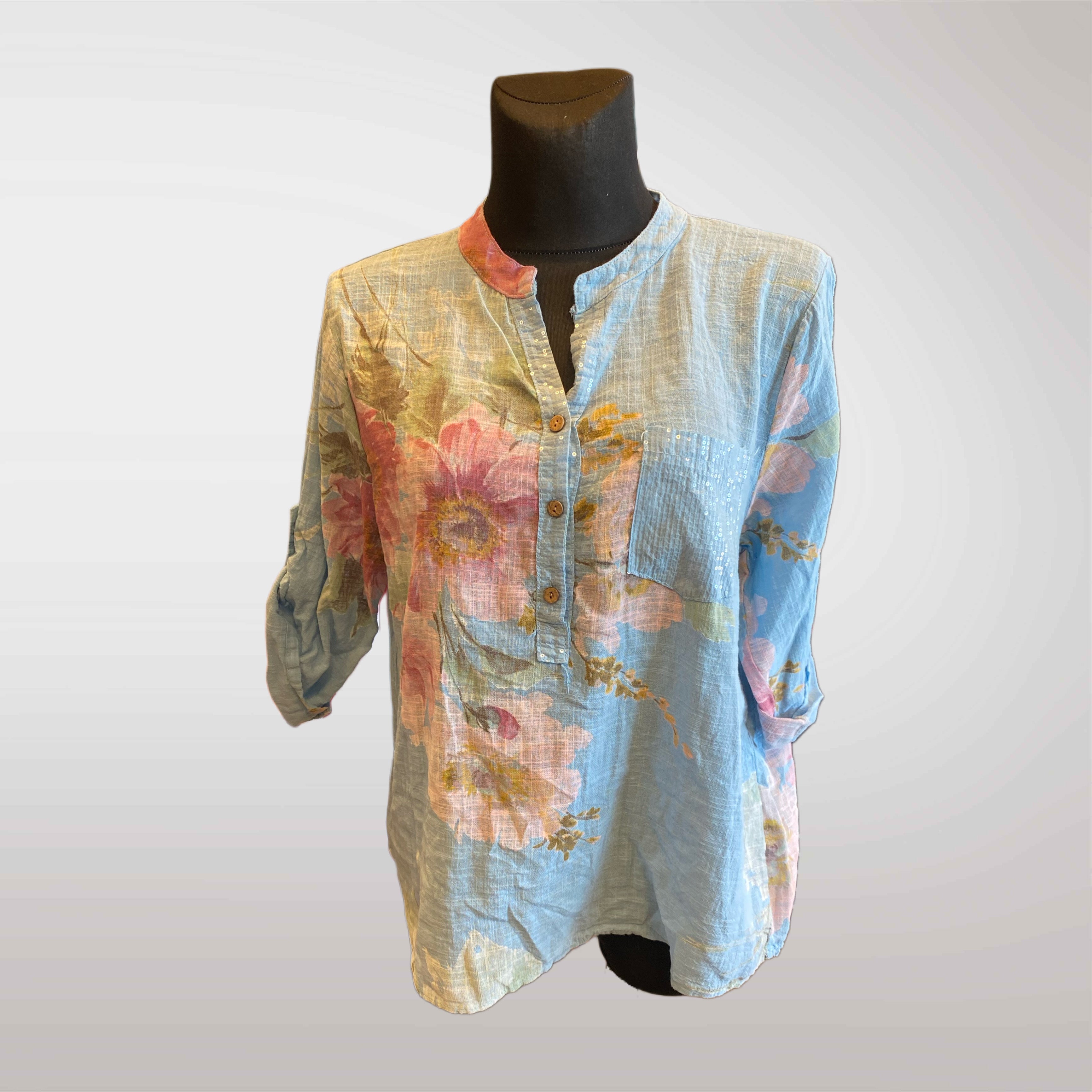 Damska Bluzka Koszula w Kwiaty Oversize