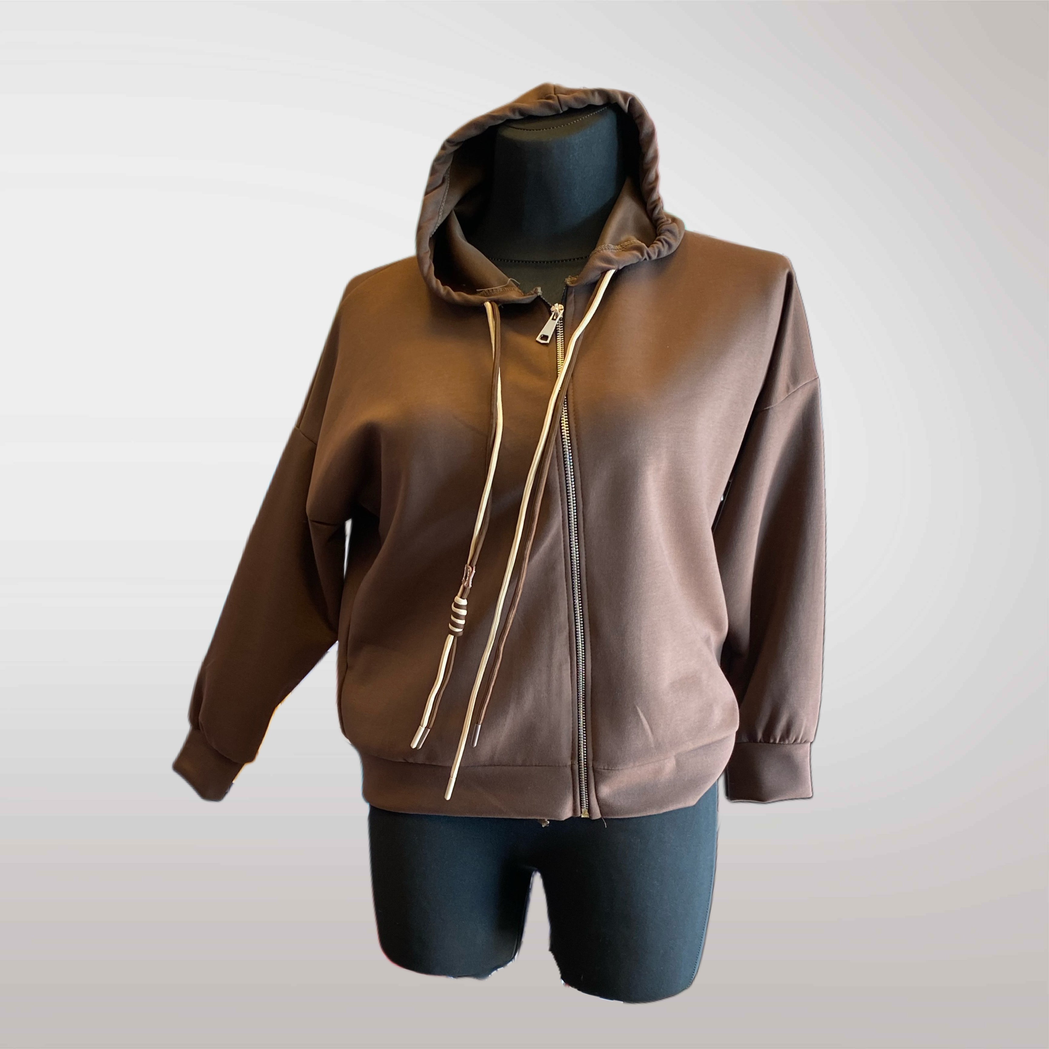 Bluza Z Kapturem Na Suwak Kieszenie