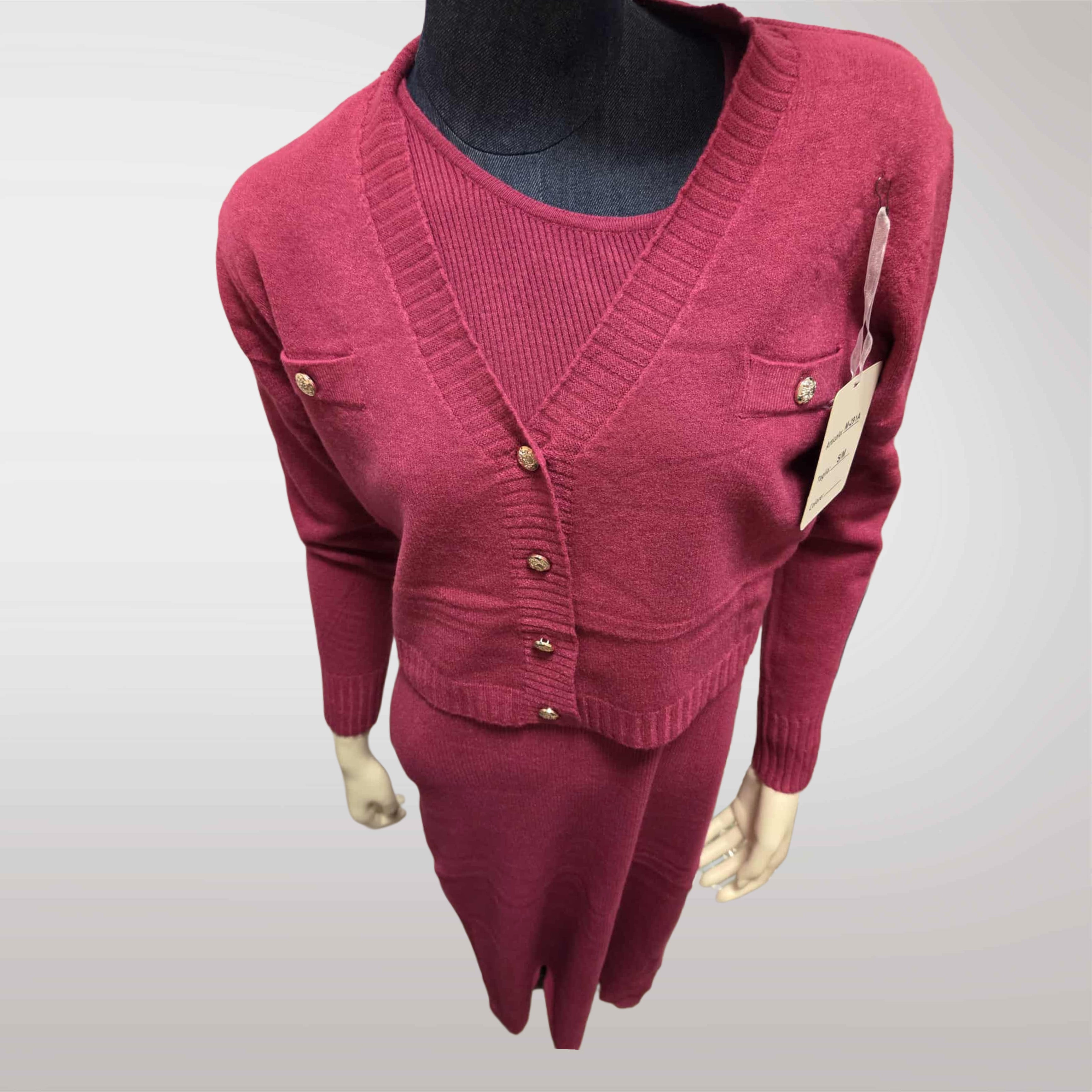 Zimowy Komplet Dzianinowy Sukienka + Sweter