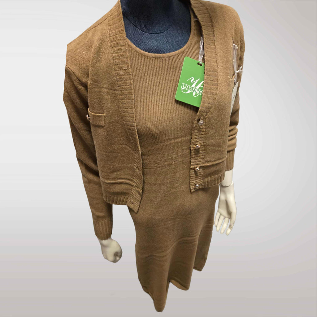 Zimowy Komplet Dzianinowy Sukienka + Sweter