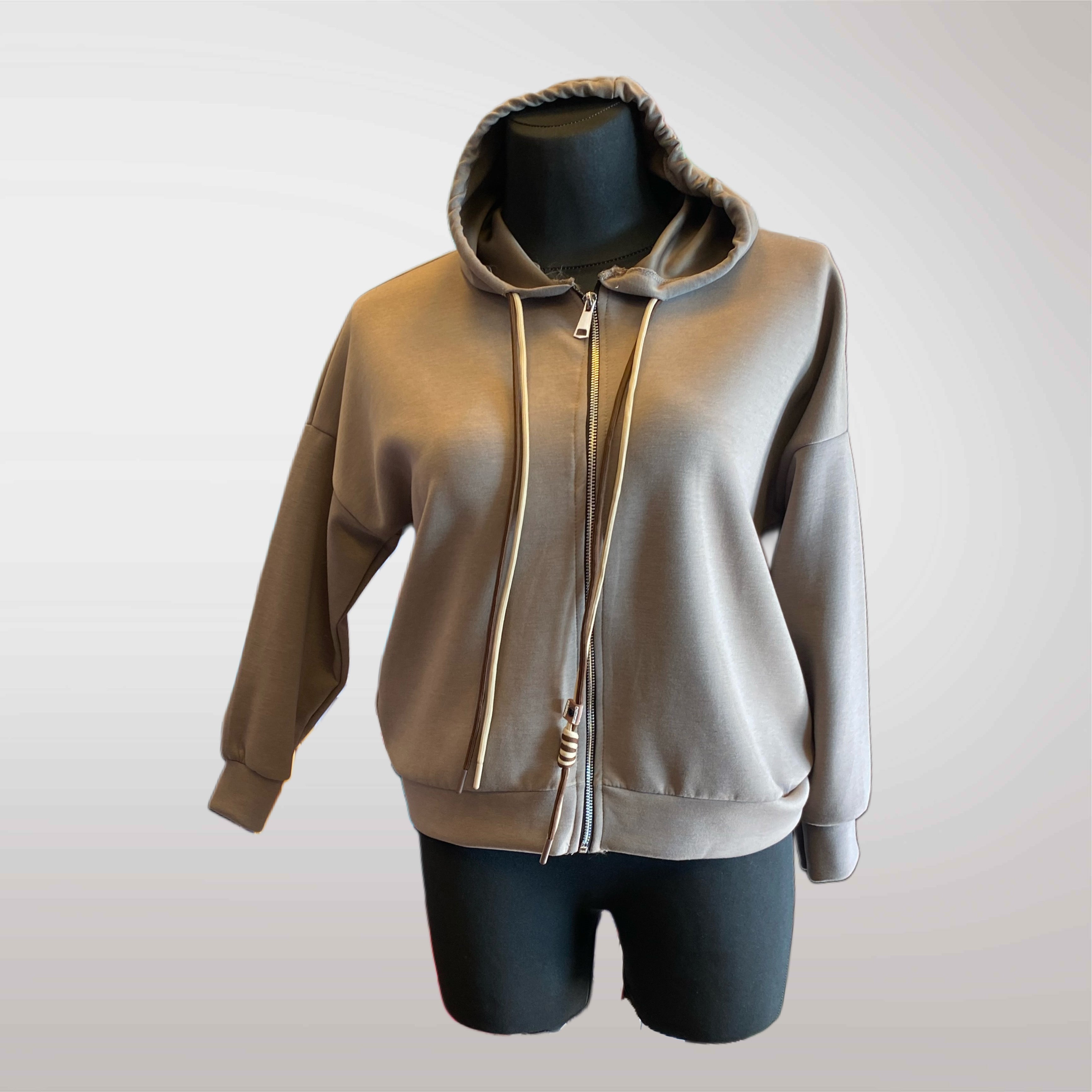 Bluza Z Kapturem Na Suwak Kieszenie