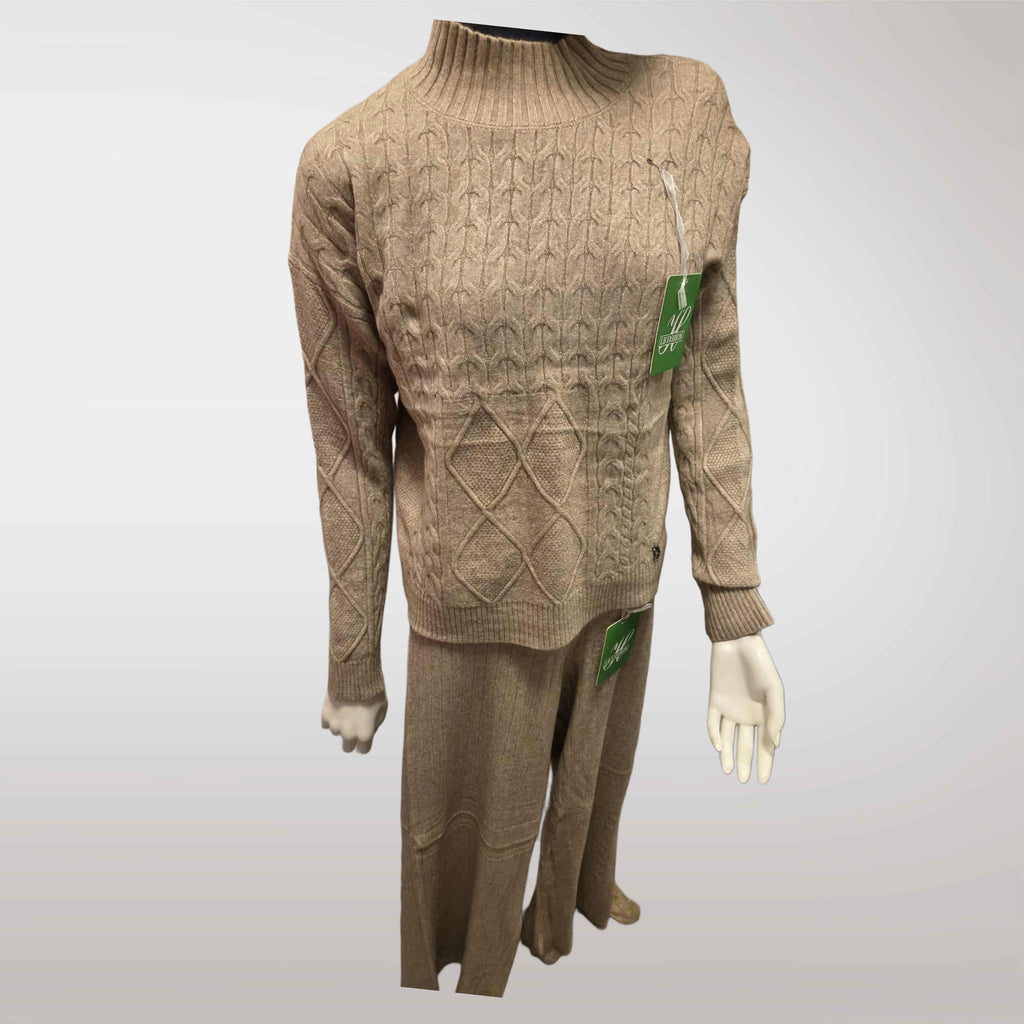 Damski komplet swetrowy z półgolfem: sweter + spodnie