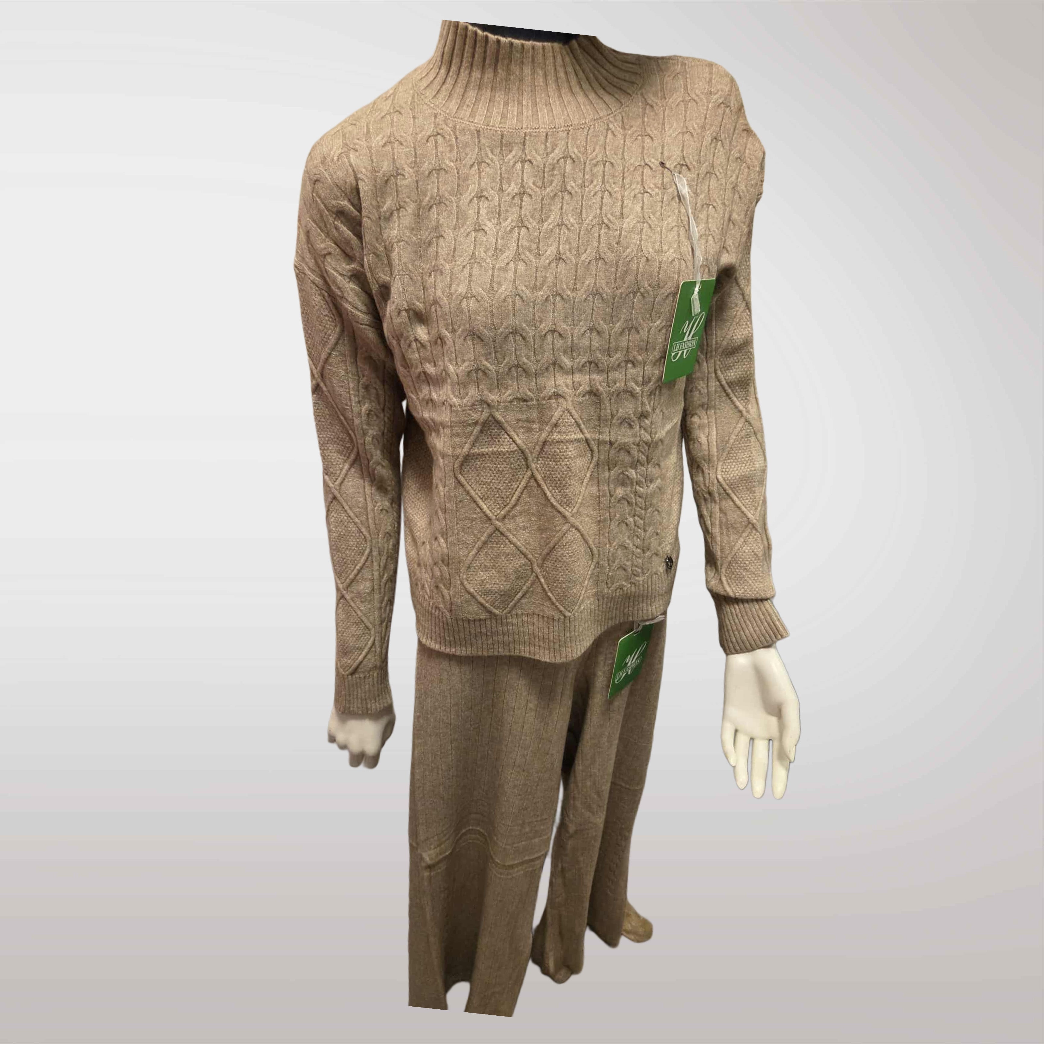 Damski komplet swetrowy z półgolfem: sweter + spodnie