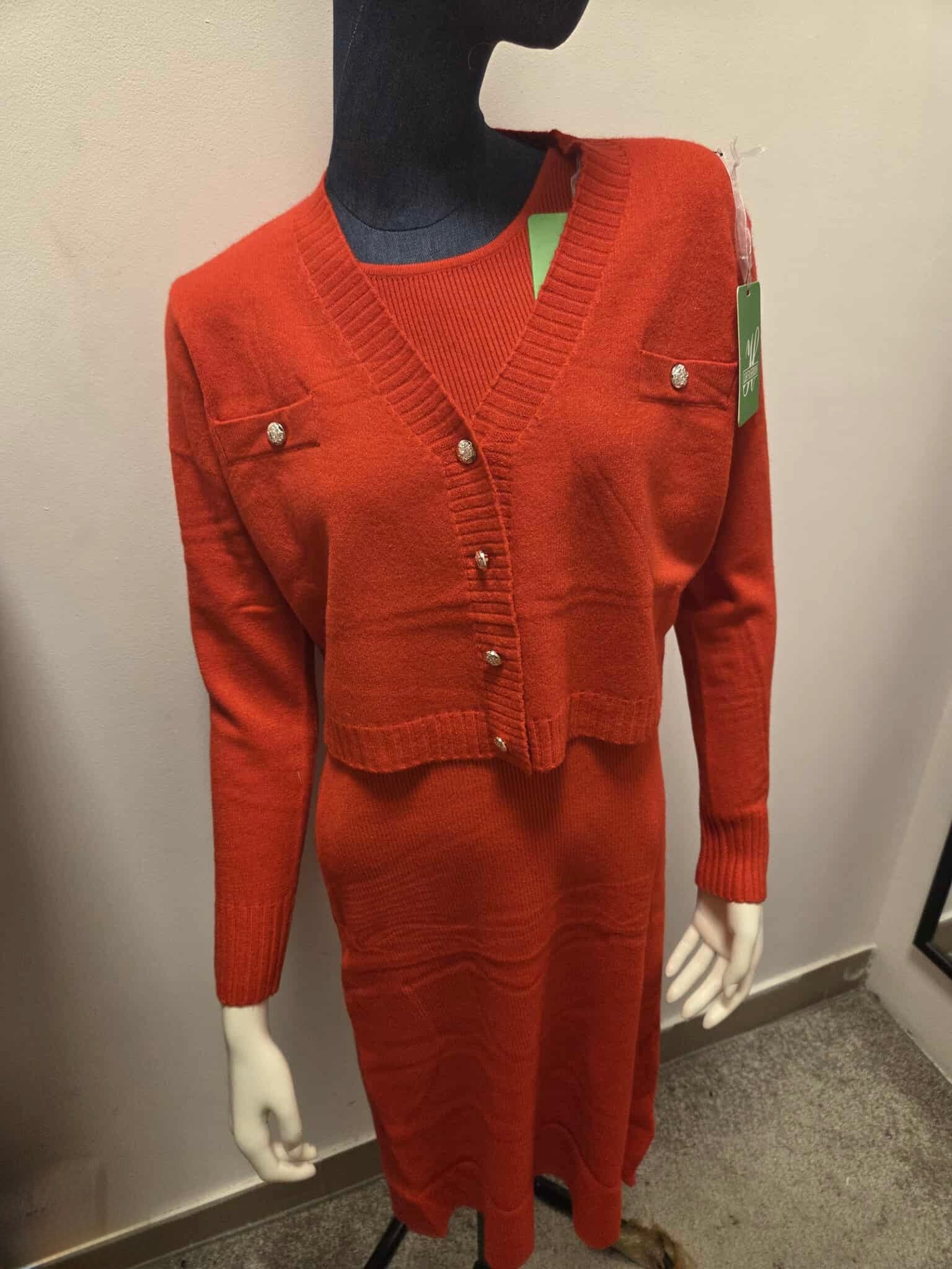 Zimowy Komplet Dzianinowy Sukienka + Sweter