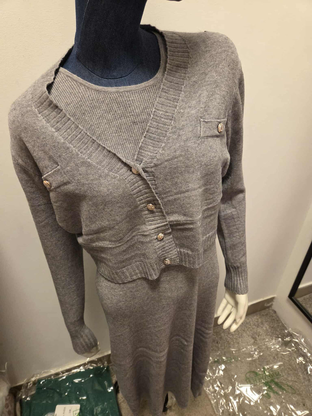 Zimowy Komplet Dzianinowy Sukienka + Sweter