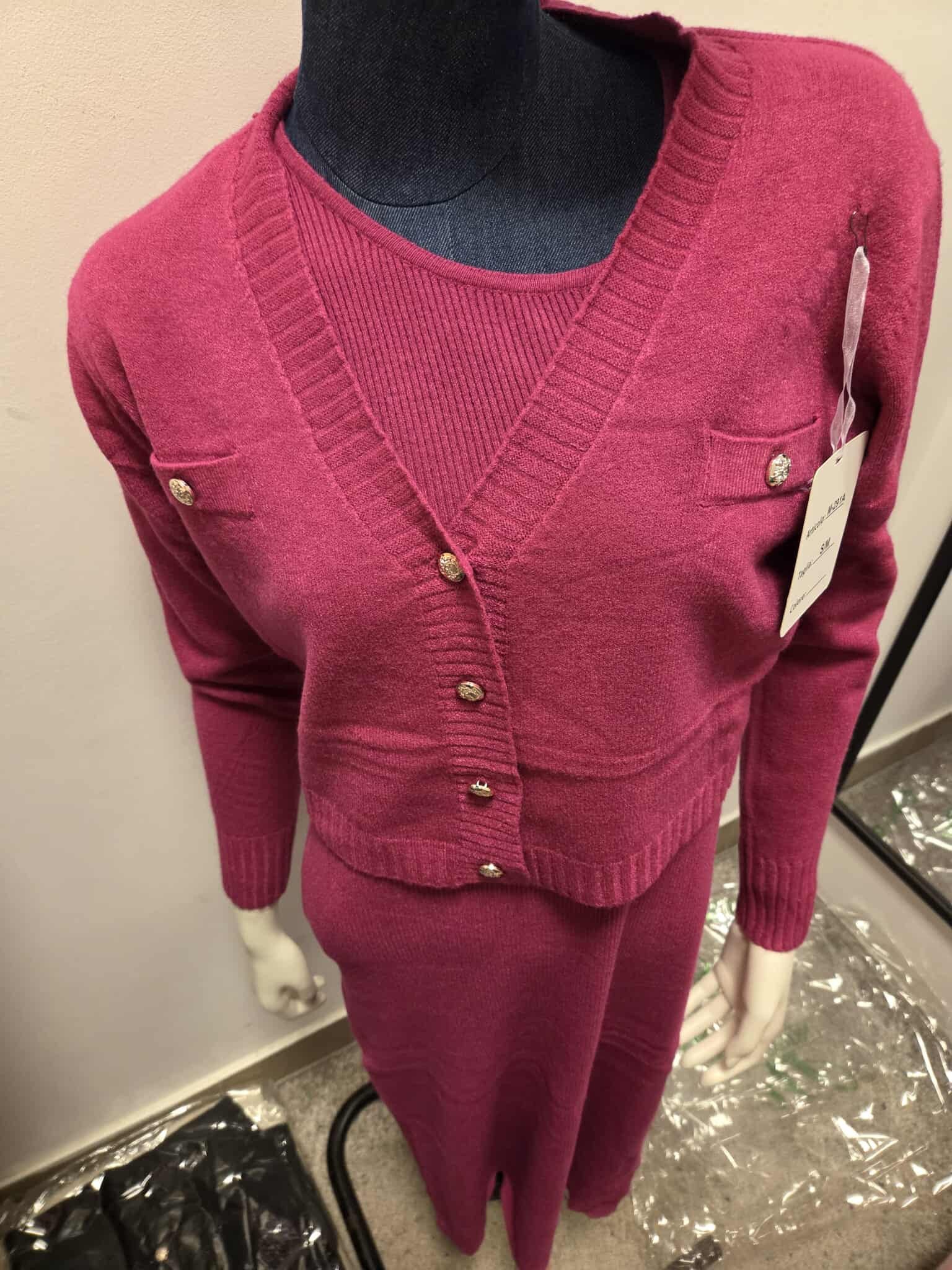 Zimowy Komplet Dzianinowy Sukienka + Sweter