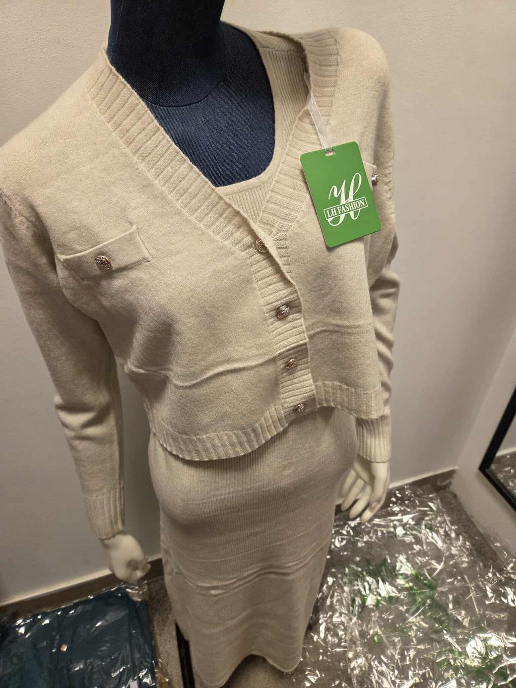 Zimowy Komplet Dzianinowy Sukienka + Sweter